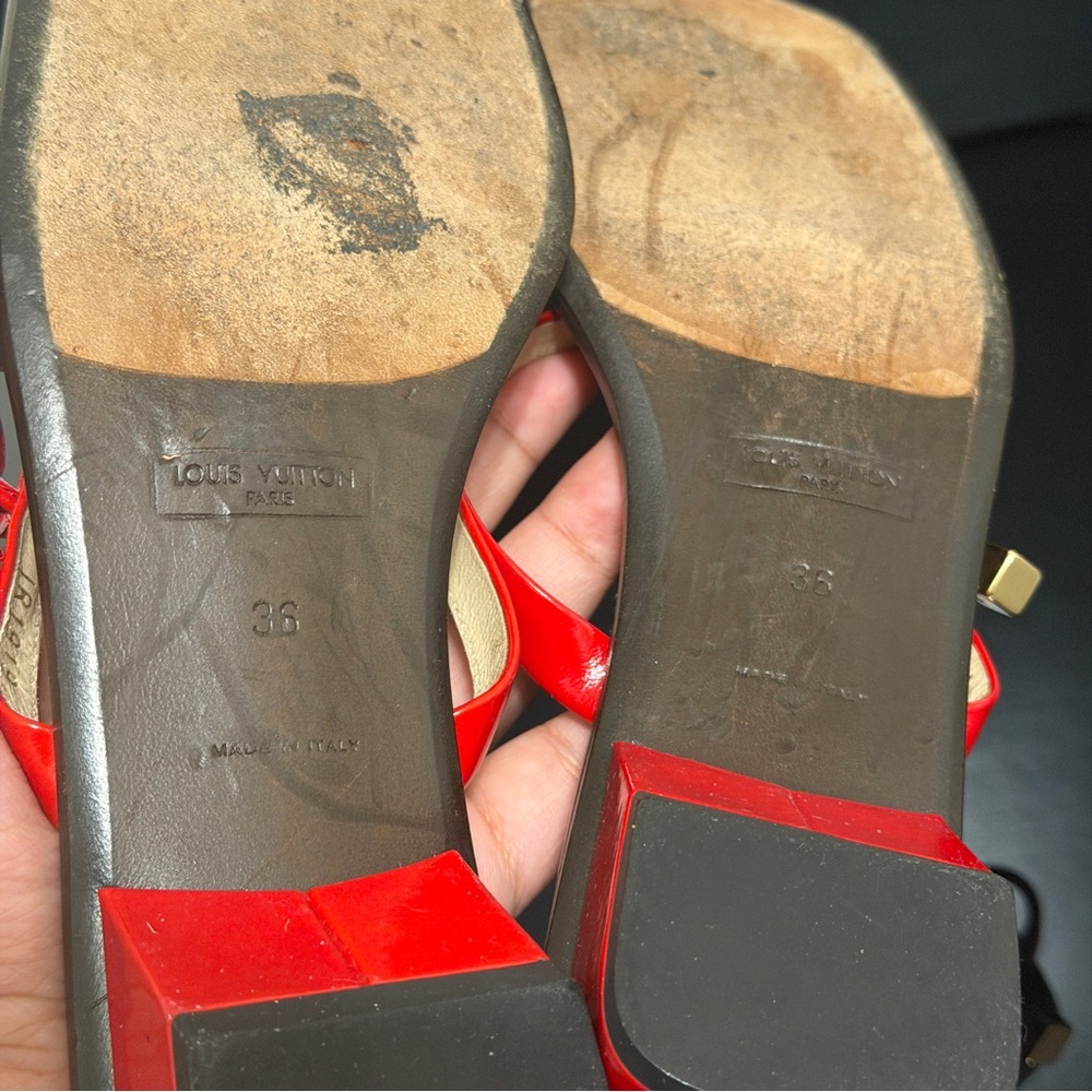 Louis Vuitton Red Women's Platform Sandals Authentic 36 - Picture 7 of 7